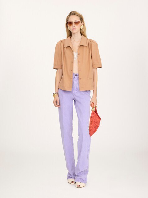 Short-sleeve shirt in cotton poplin