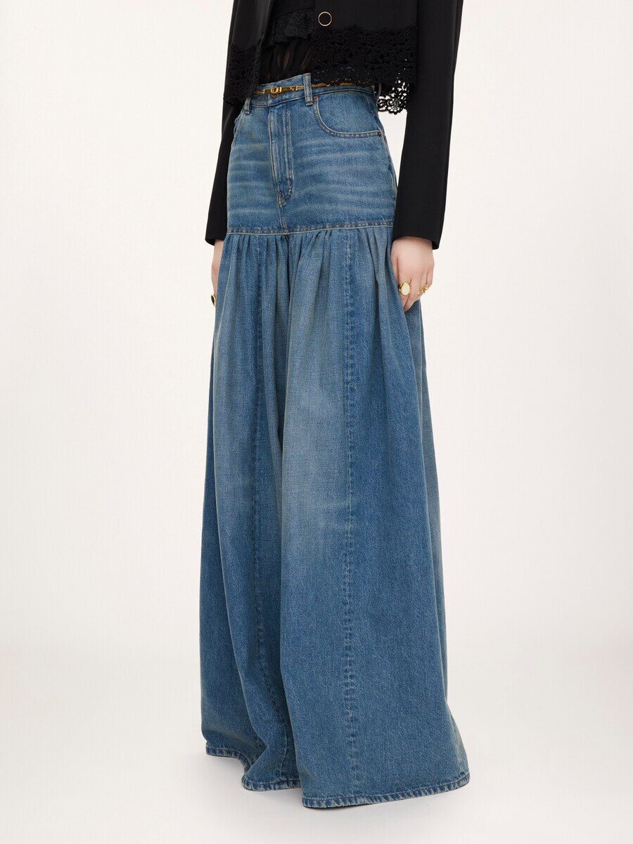 High-rise balloon jeans in denim - 6