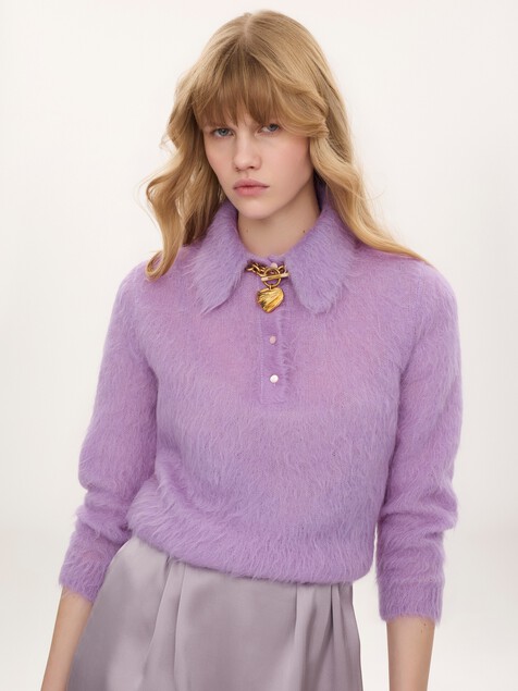 Jersey de polo confeccionado en punto de mezcla de lana y alpaca