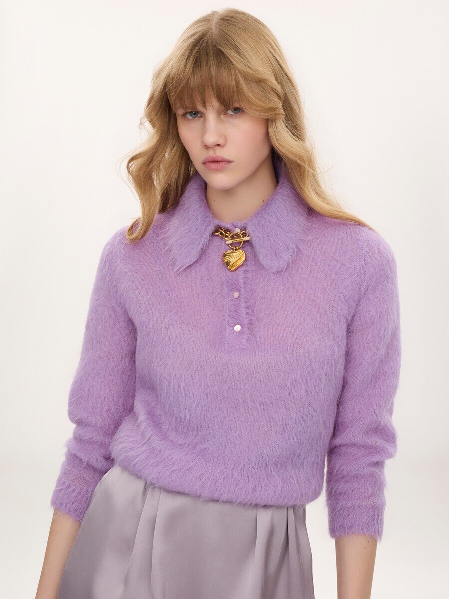 Polo sweater in an alpaca wool-blend knit - 4