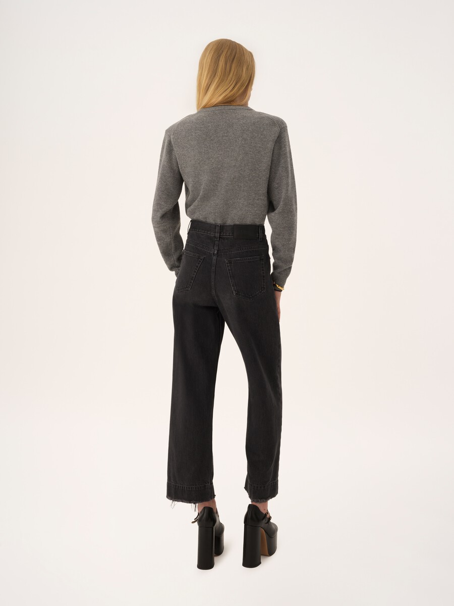 High-rise cropped jeans in denim - 5