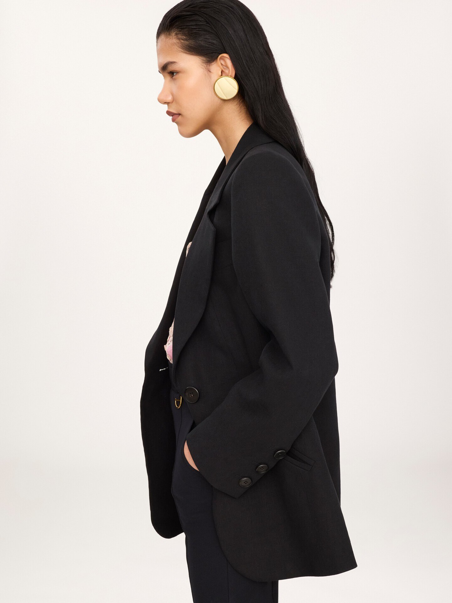 Oversized tailored jacket in linen cr&ecirc;pe - 6