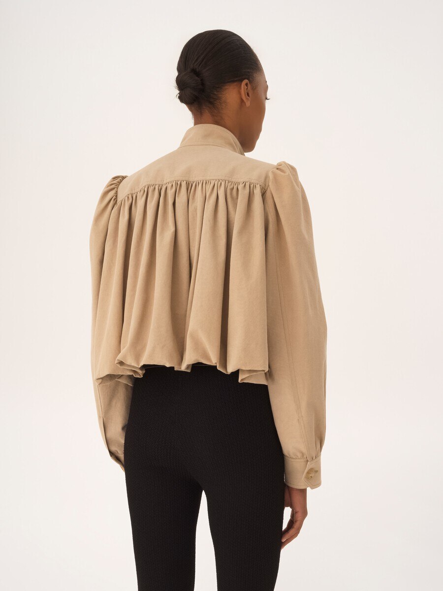 Gathered boule jacket in cotton canvas - 8