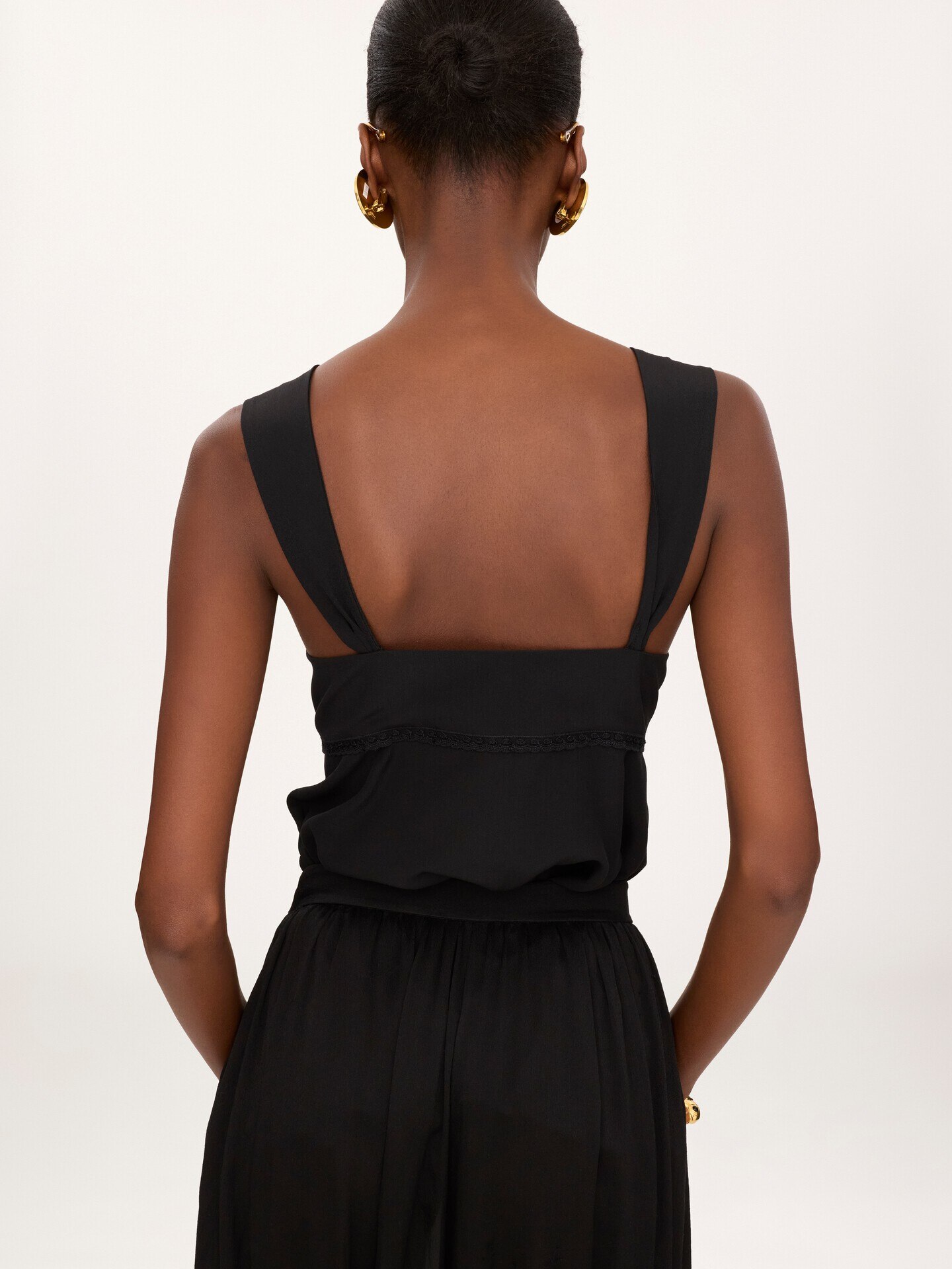 Flowy lingerie top in cr&ecirc;pe de chine & lace - 5