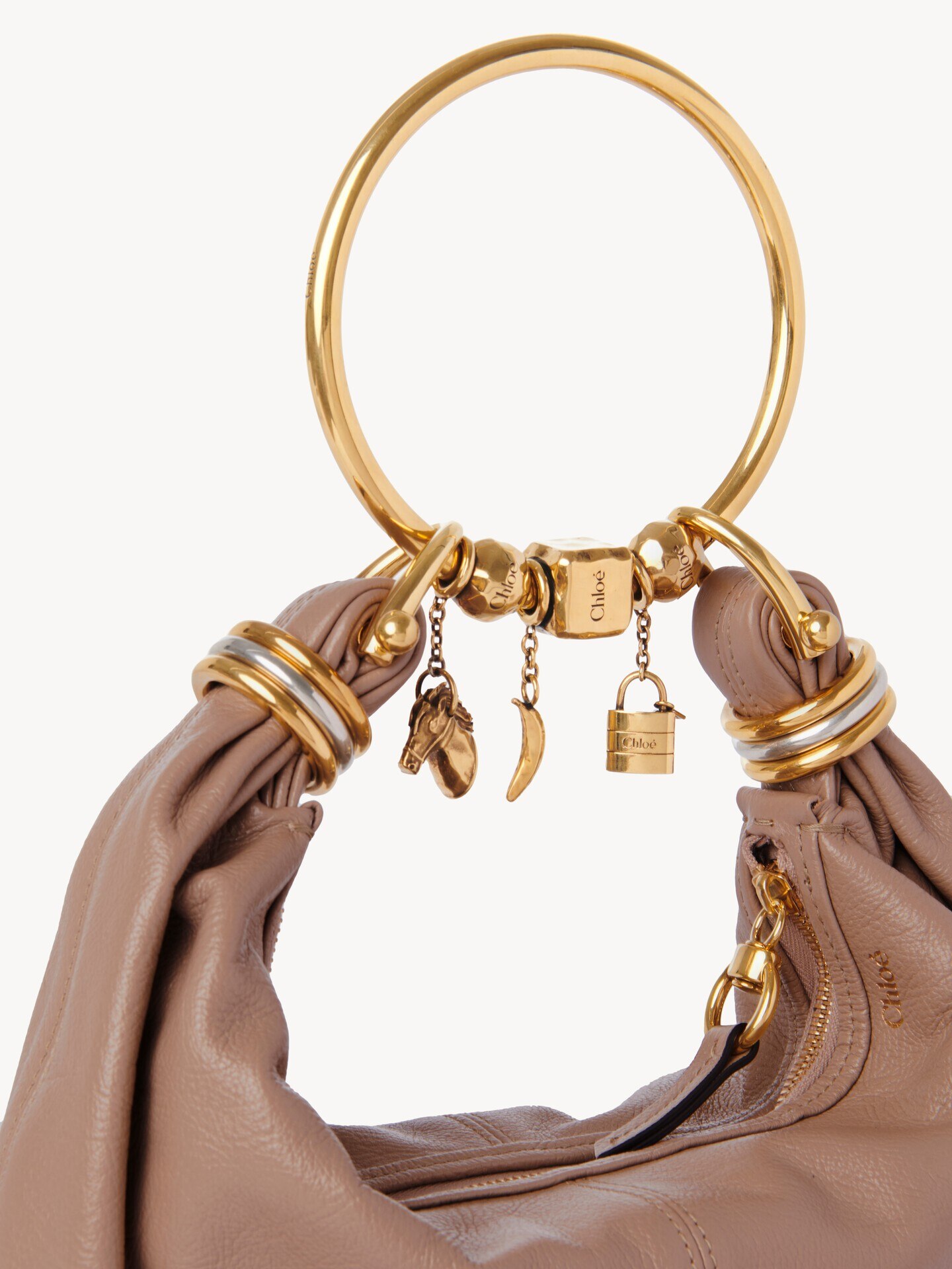 Small Bracelet Hobo bag in grained leather - 9