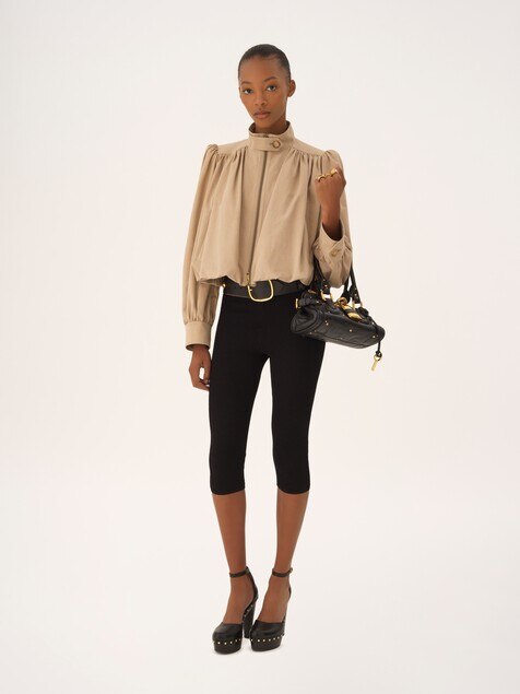 Gathered boule jacket in cotton canvas