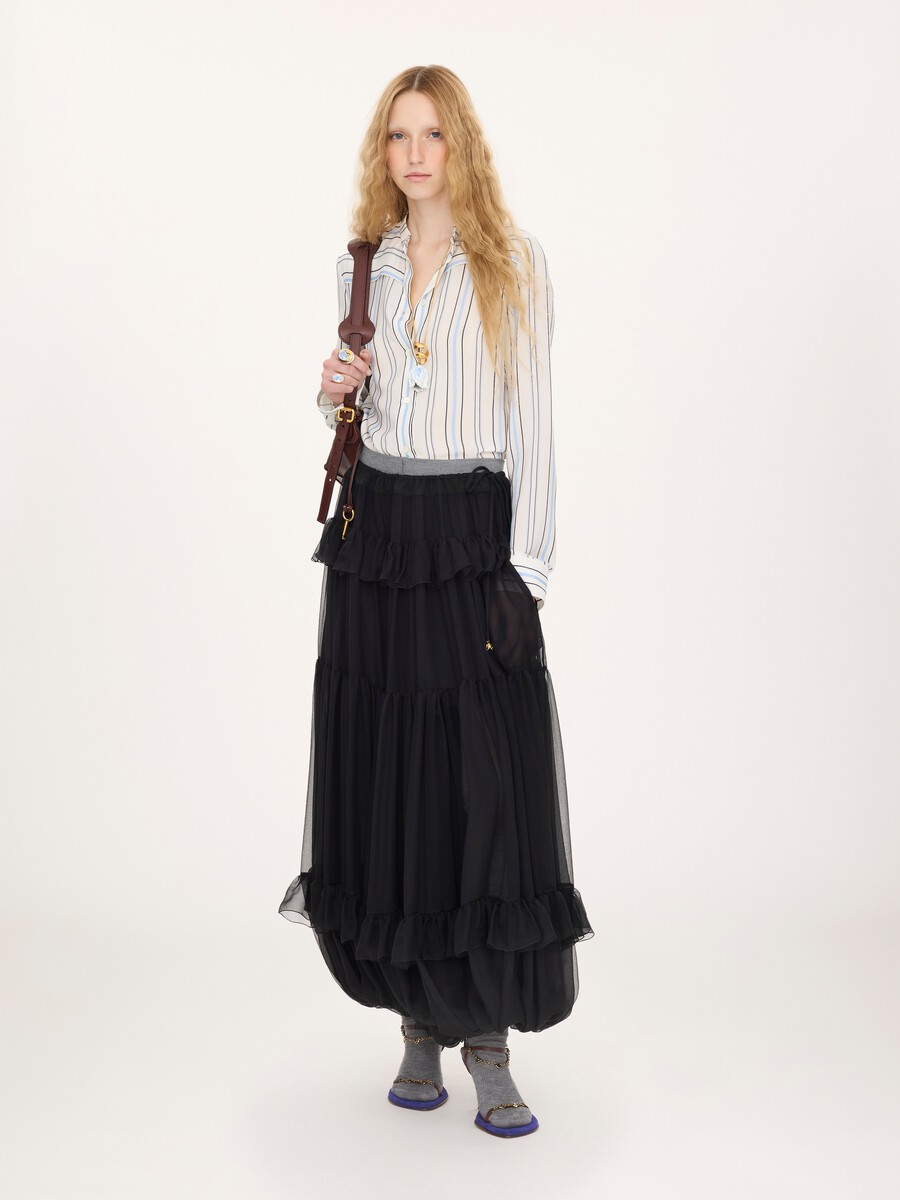 Fluid pleated pants in silk mousseline - 3