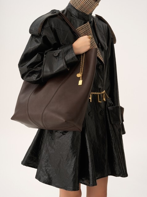Bolso tote Chlo&eacute; Spin grande de cuero granulado