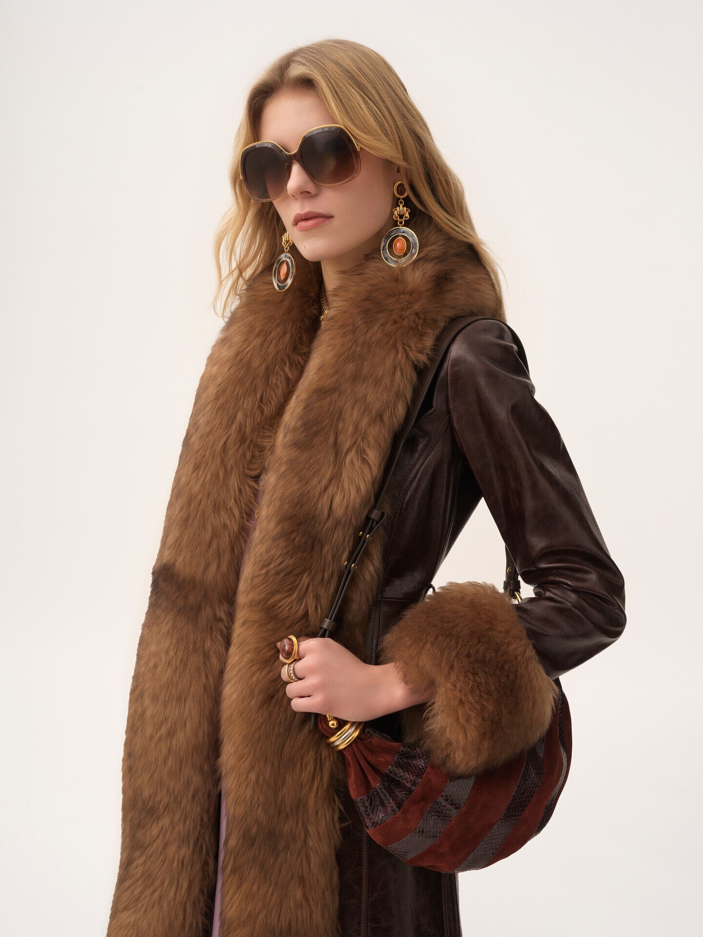 Mini Bracelet Hobo bag in suede leather & snakeskin - 4