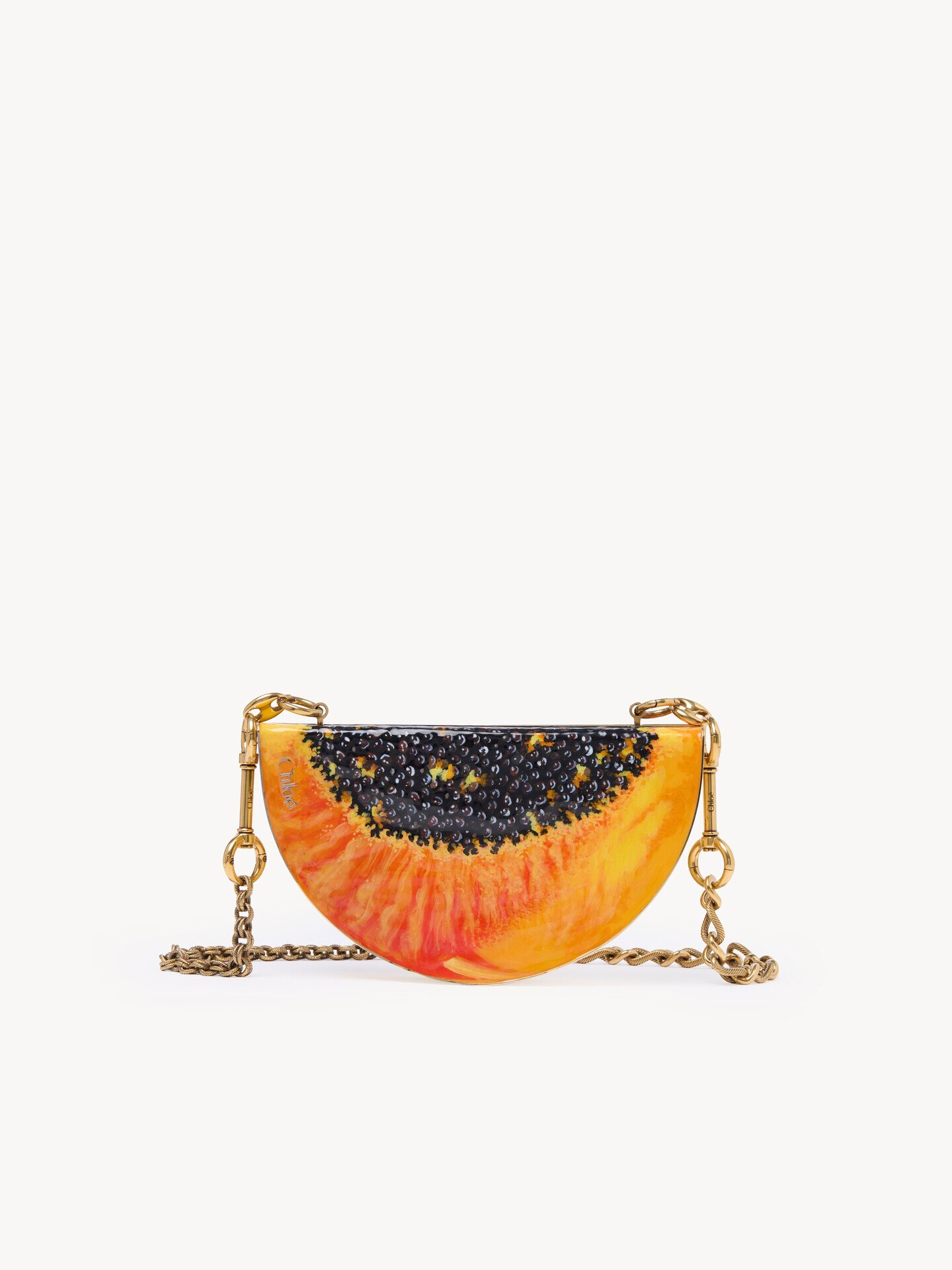 Chlo&eacute; Tropicus Papaya minaudi&egrave;re in brass - 2