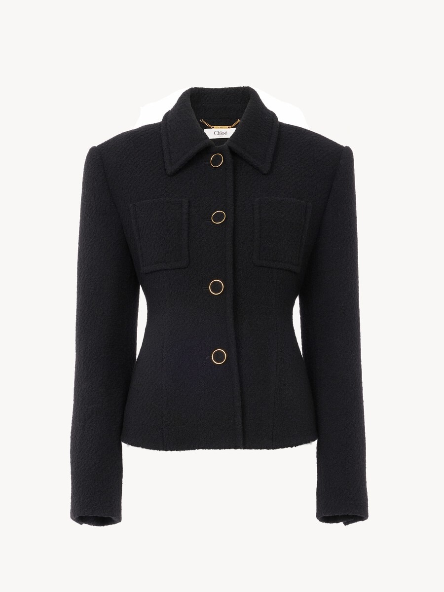Fitted tailored jacket in wool bouclette - 2