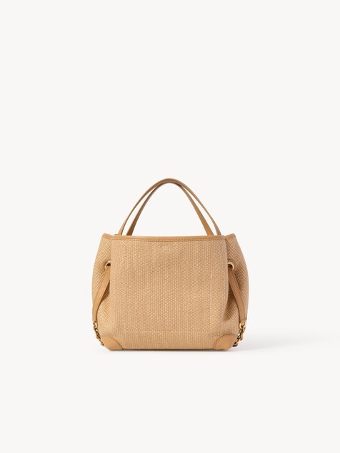 Bolso de doble asa Chlo&eacute; Clover peque&ntilde;o de fibras de efecto rafia