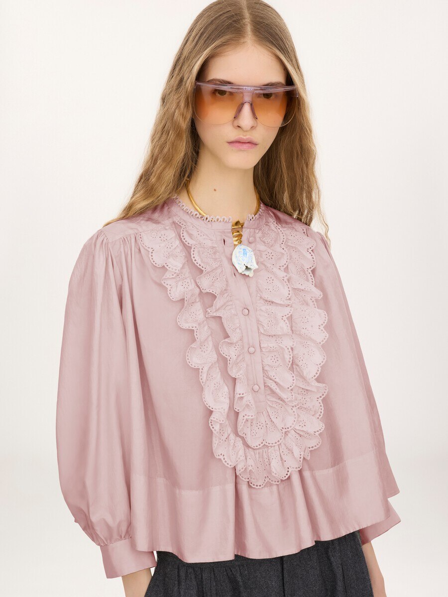 Gathered ruffle top in technical taffeta - 4