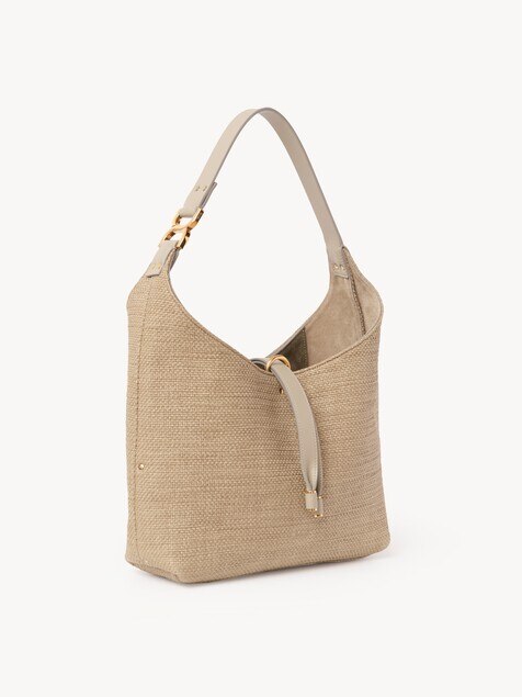 Small Marcie hobo bag in raffia-effect fibres