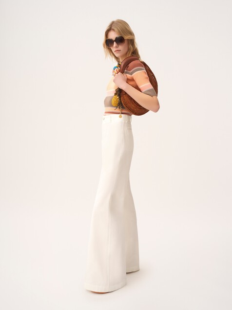 High-rise flared pants in cotton canvas