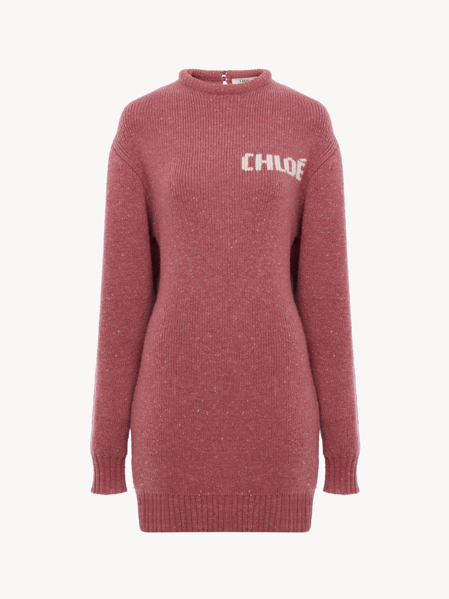 Long-sleeve logo mini dress in a merino wool knit - 2