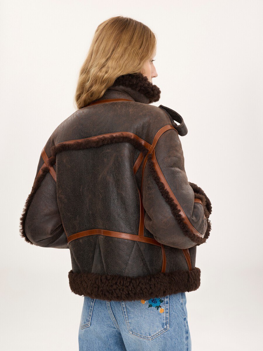 High-neck jacket in shearling - 6