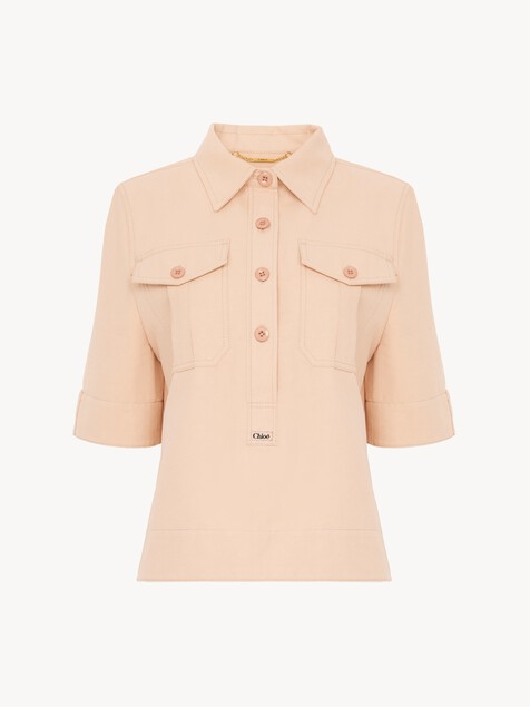 Polo shirt in cotton gabardine