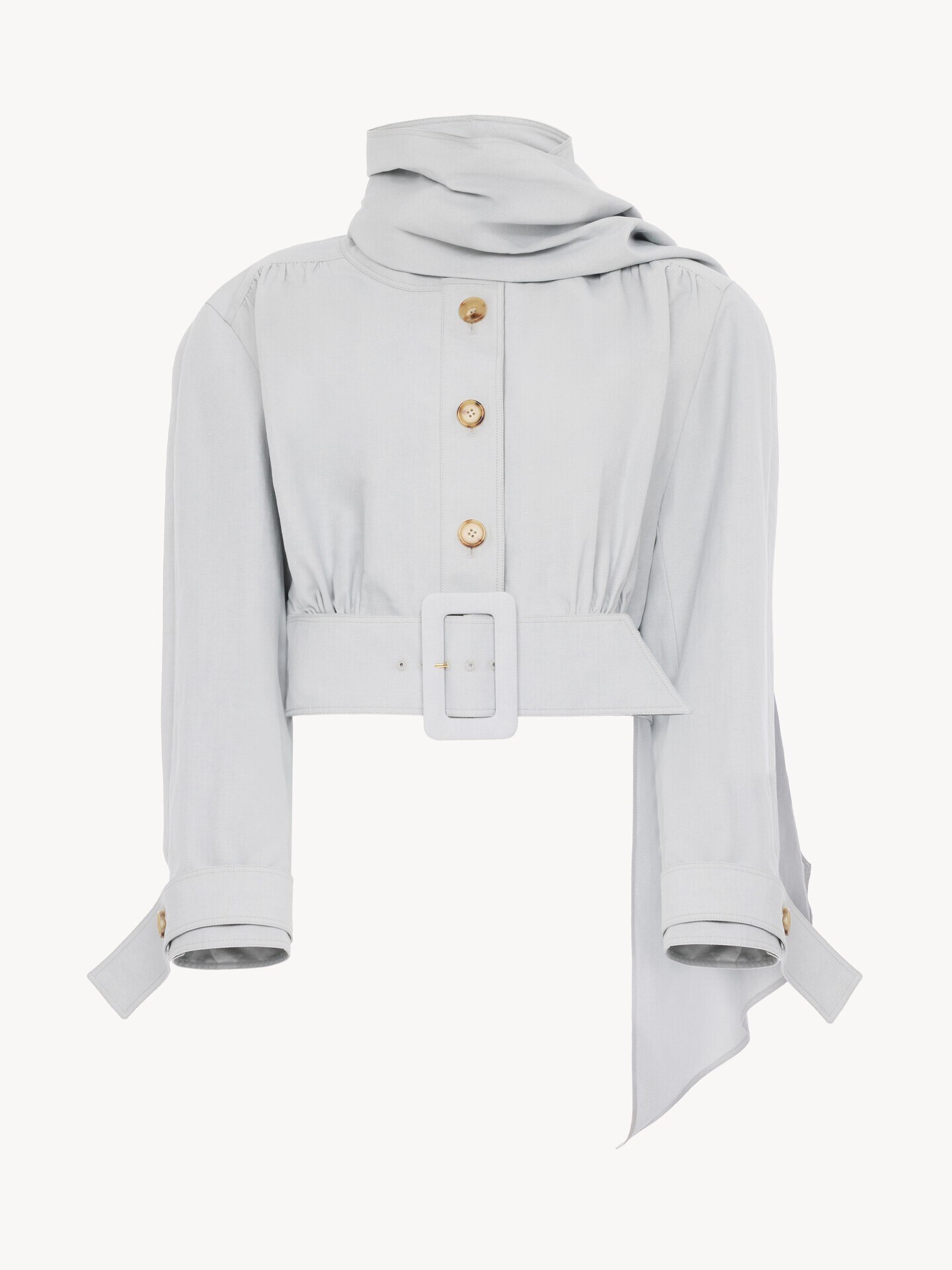 Cropped scarf jacket in a linen-cotton mix - 2