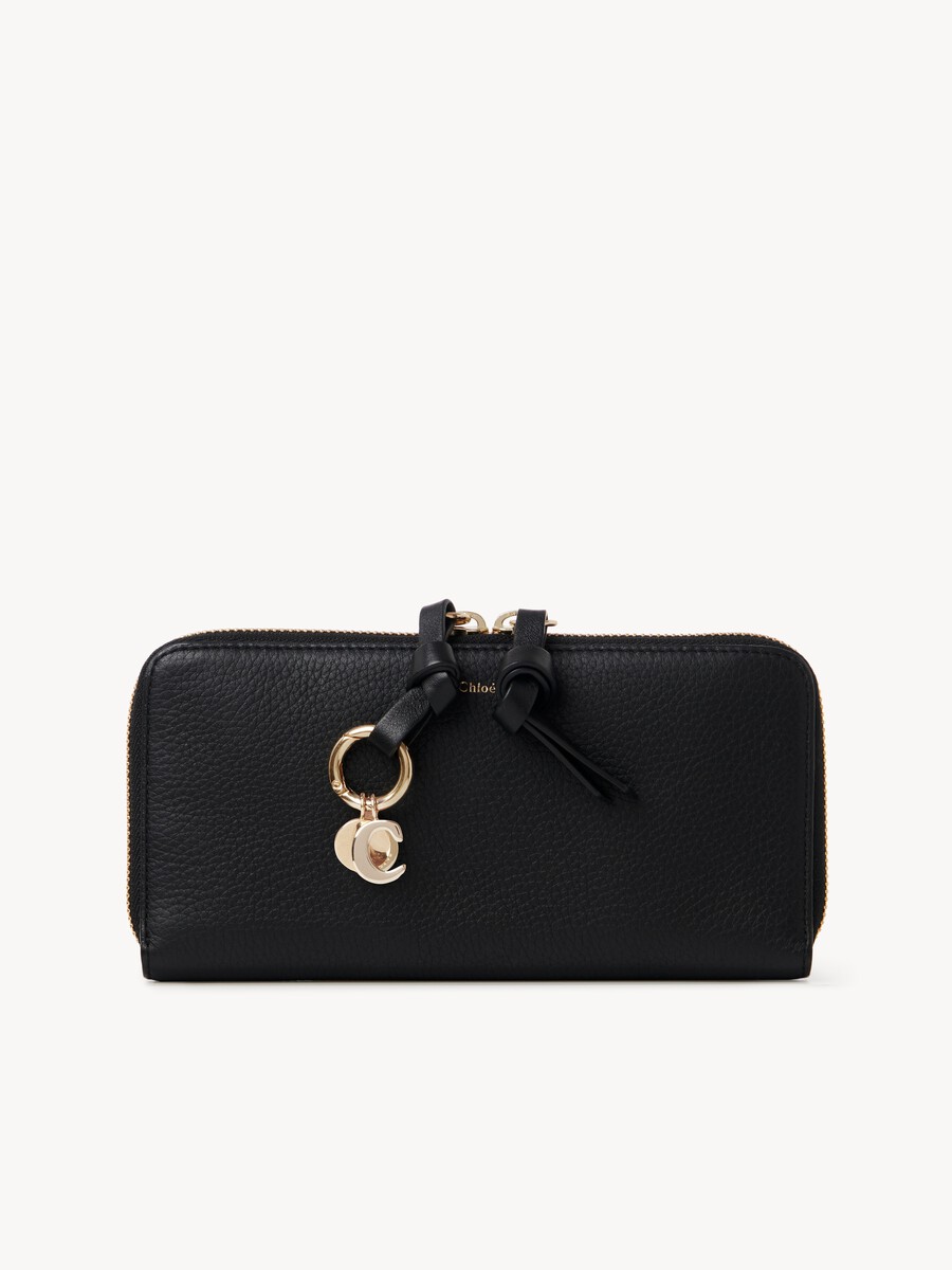 Alphabet zipped long wallet in grained leather - 2