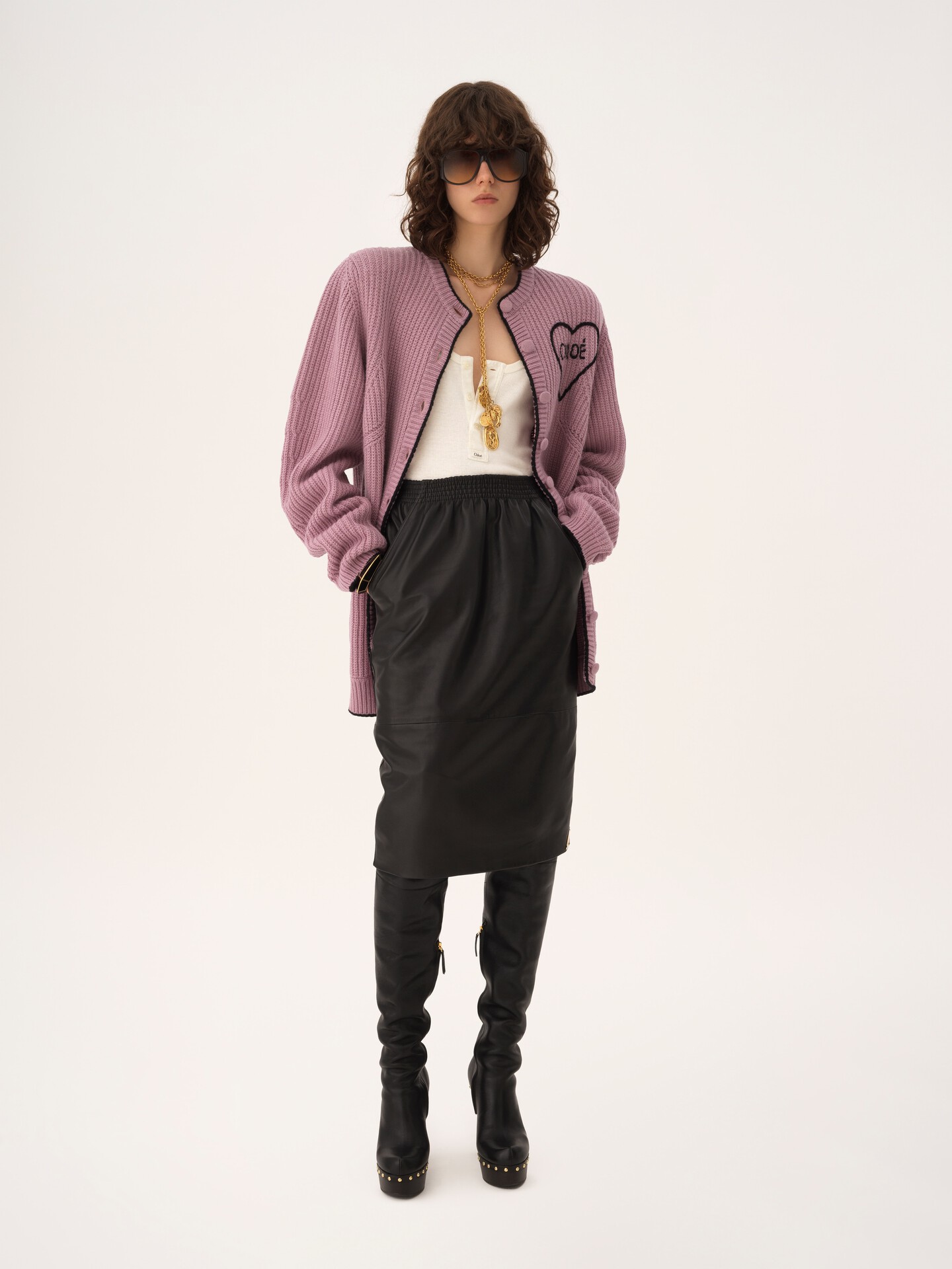 Generous logo cardigan in a wool & cashmere knit - 3
