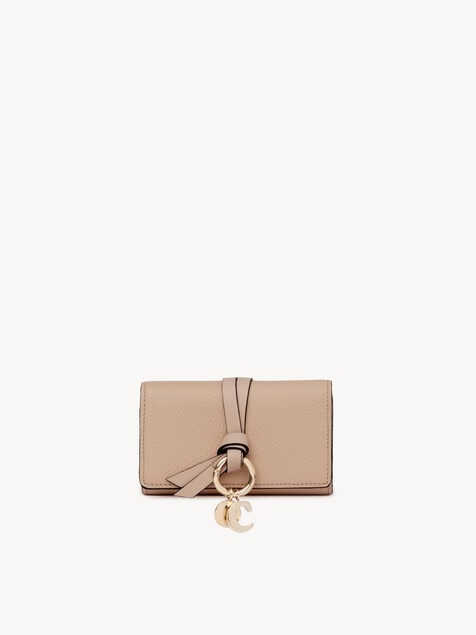Alphabet key case in grained leather