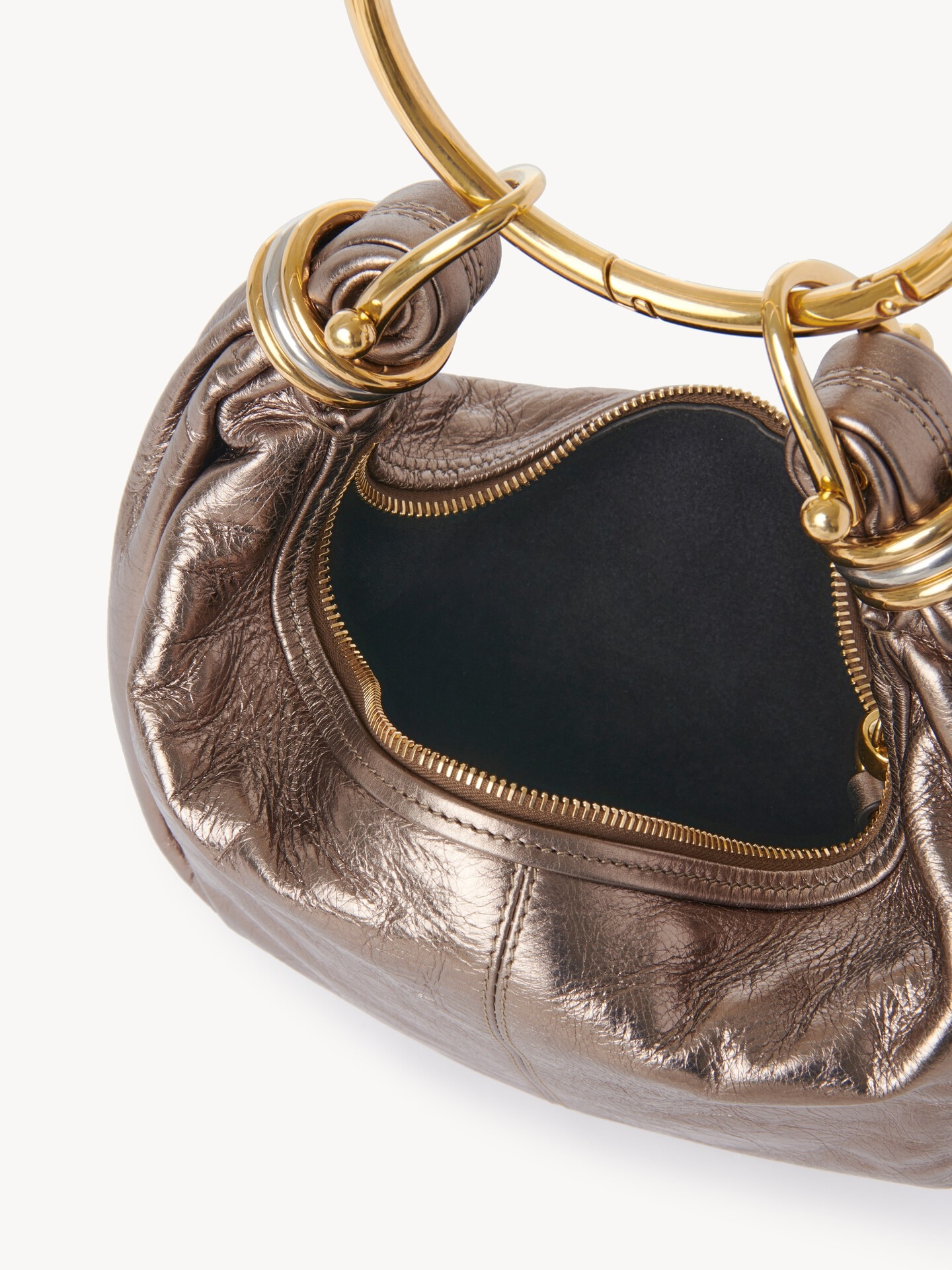 Small Bracelet Hobo bag in metallised leather - 6