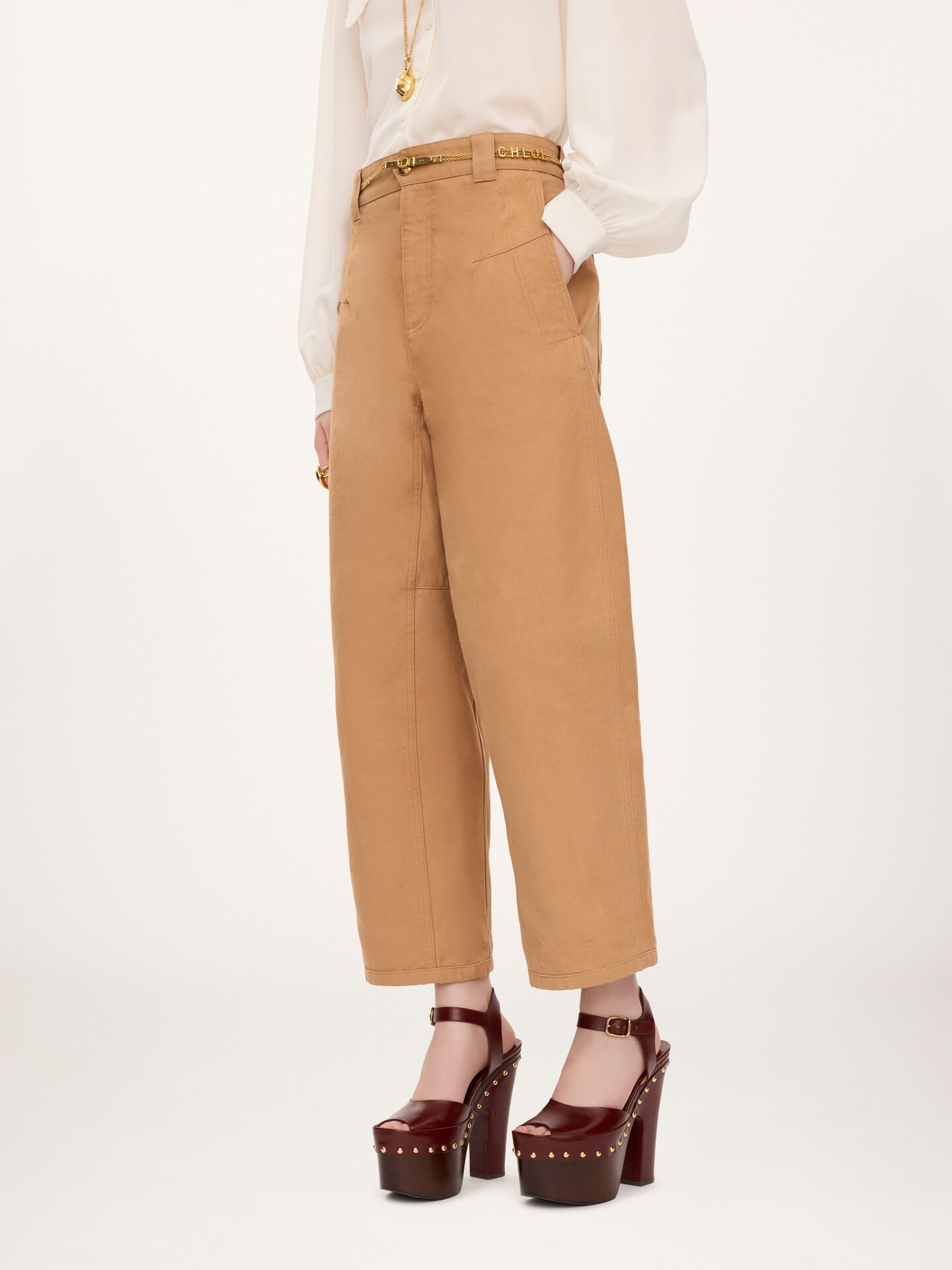 Barrel-leg trousers in cotton canvas  - 4
