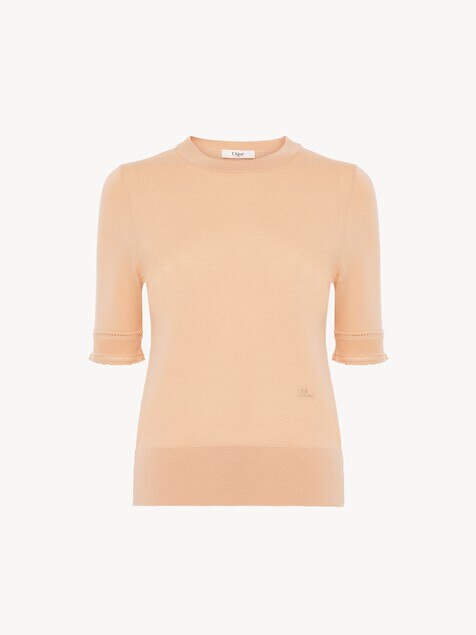 Short-sleeve sweater in a wool knit