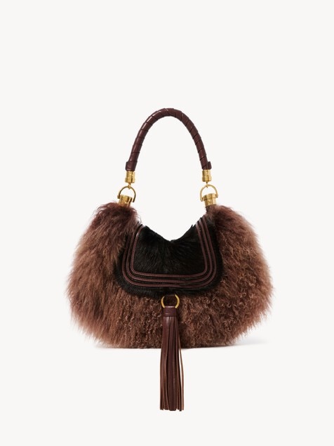 Small Marcie Foulard hobo bag in pony leather & shearling