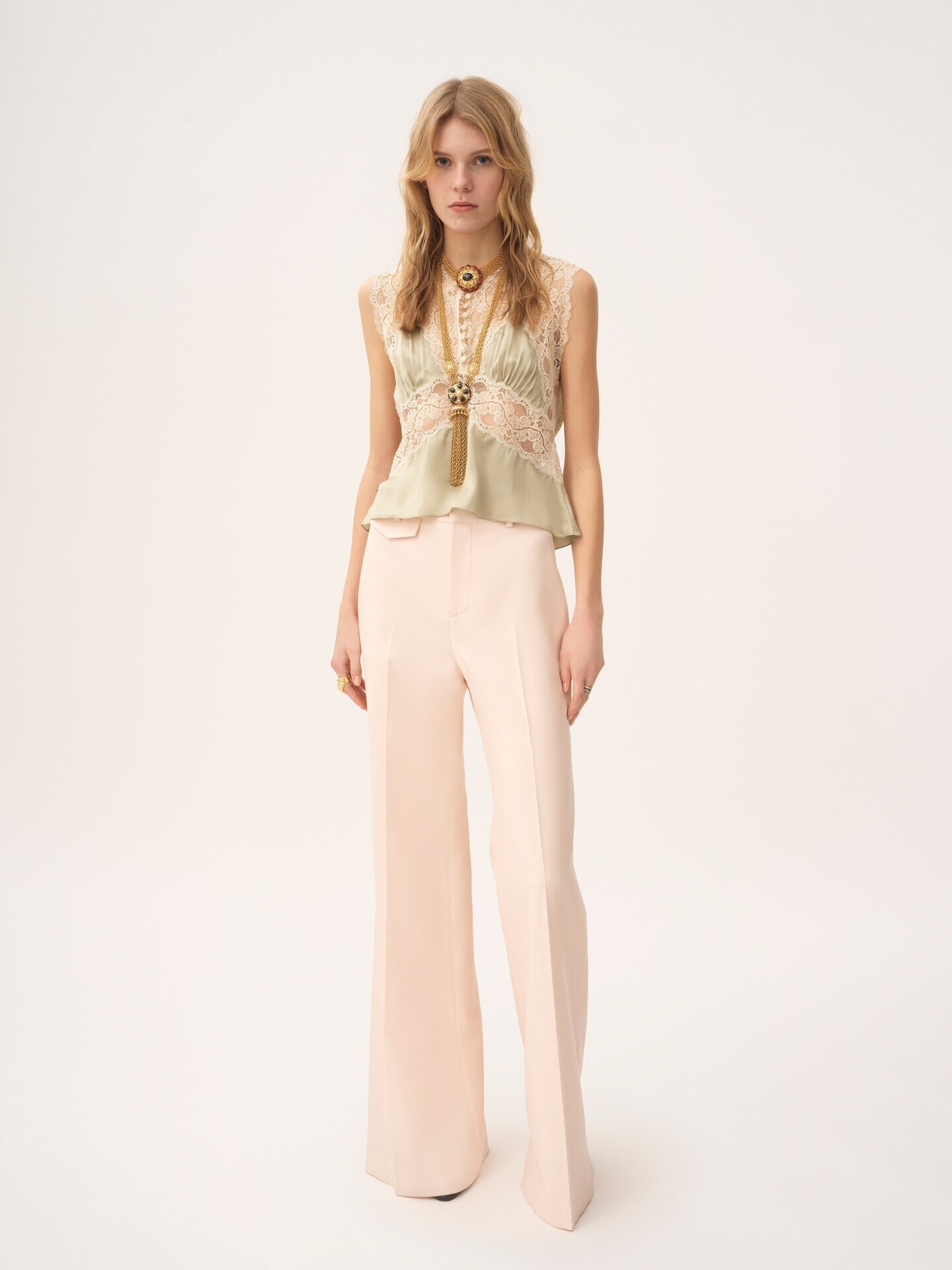 High-rise flared trousers in wool gabardine - 4