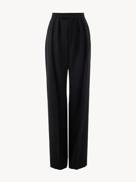 High-rise tailored trousers in wool gabardine