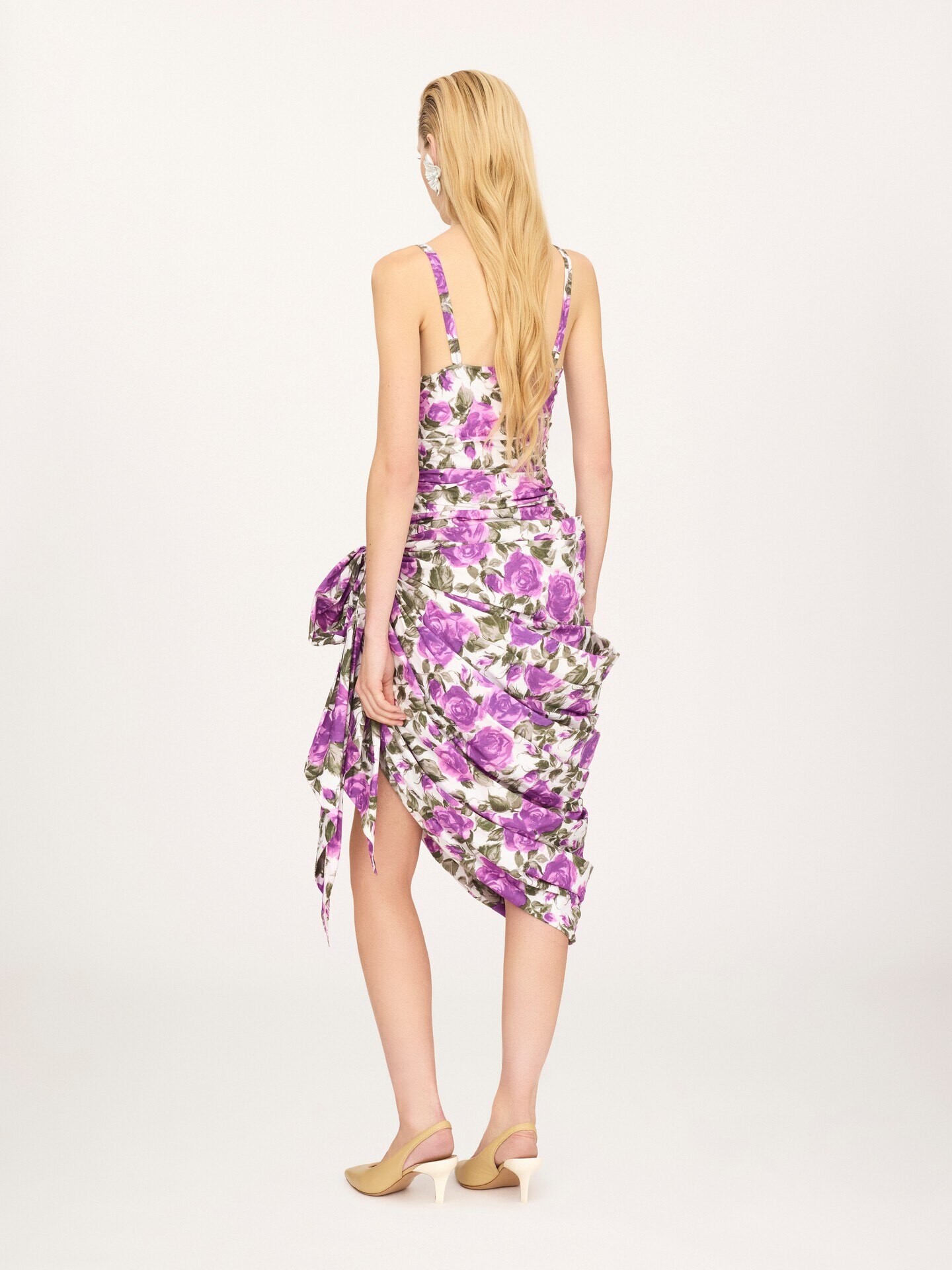 Wrap bustier midi dress in cotton poplin - 5