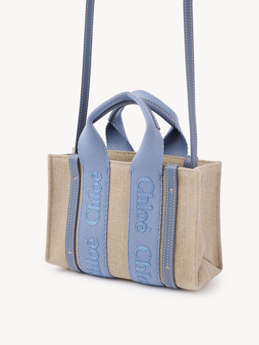 Mini Woody tote bag in linen - 4