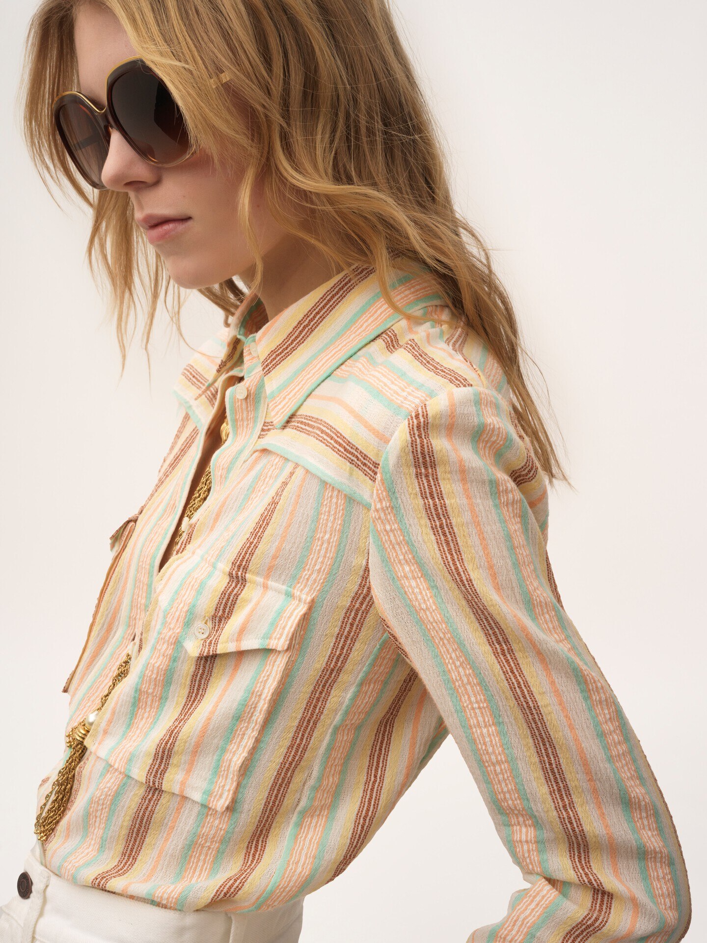 Fitted shirt in cr&ecirc;pon cotton - 6