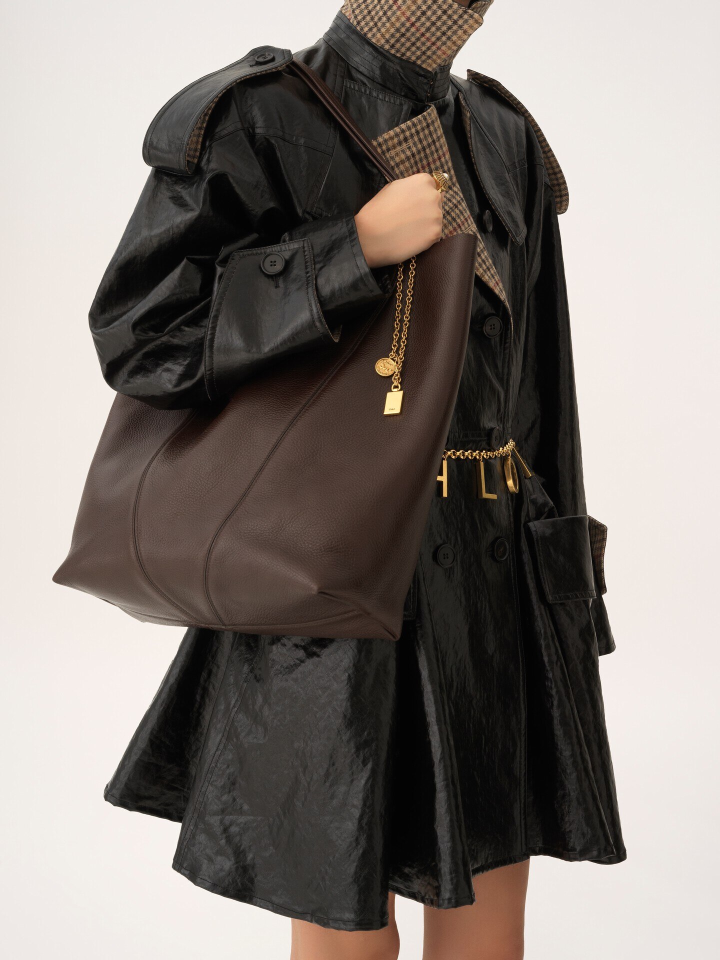 Large Chloé Spin tote bag in grained leather - 3