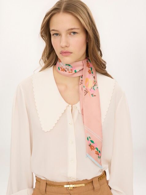 Pa&ntilde;uelo bandeau Chlo&eacute; Parrot en twill de seda