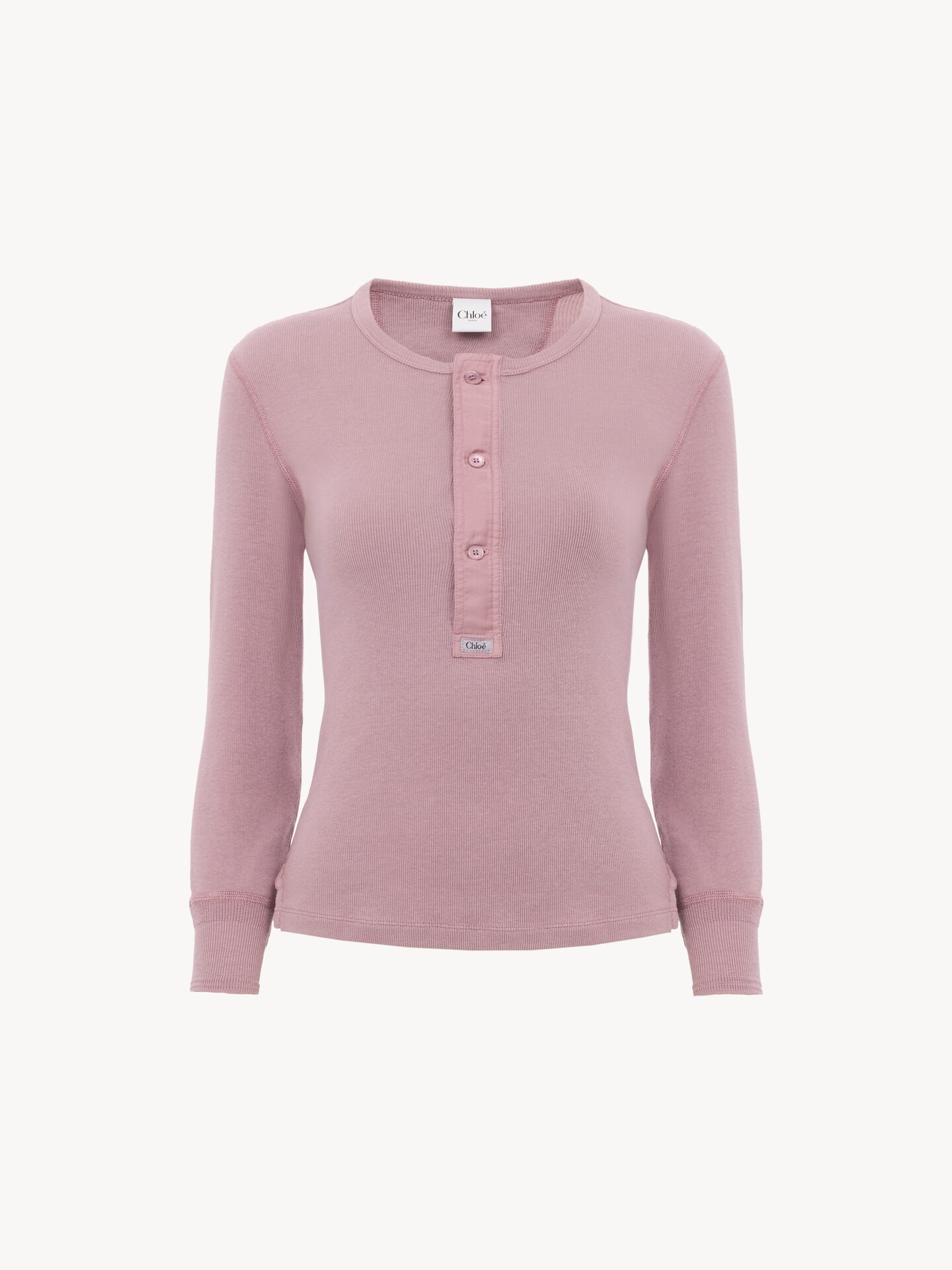 Fitted Henley shirt in cotton jersey - 1