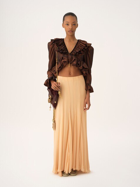 Fluid maxi skirt in silk mousseline