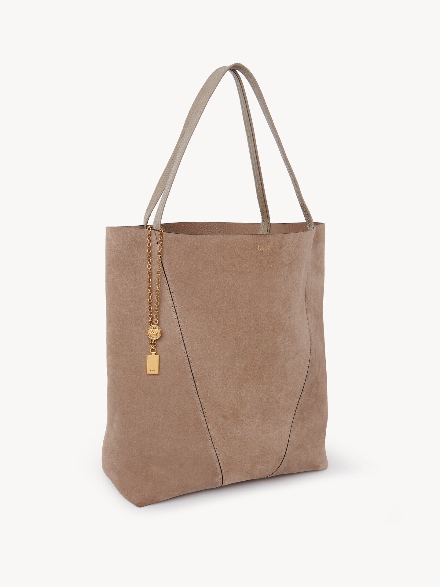 Large Chloé Spin tote bag in suede leather - 6