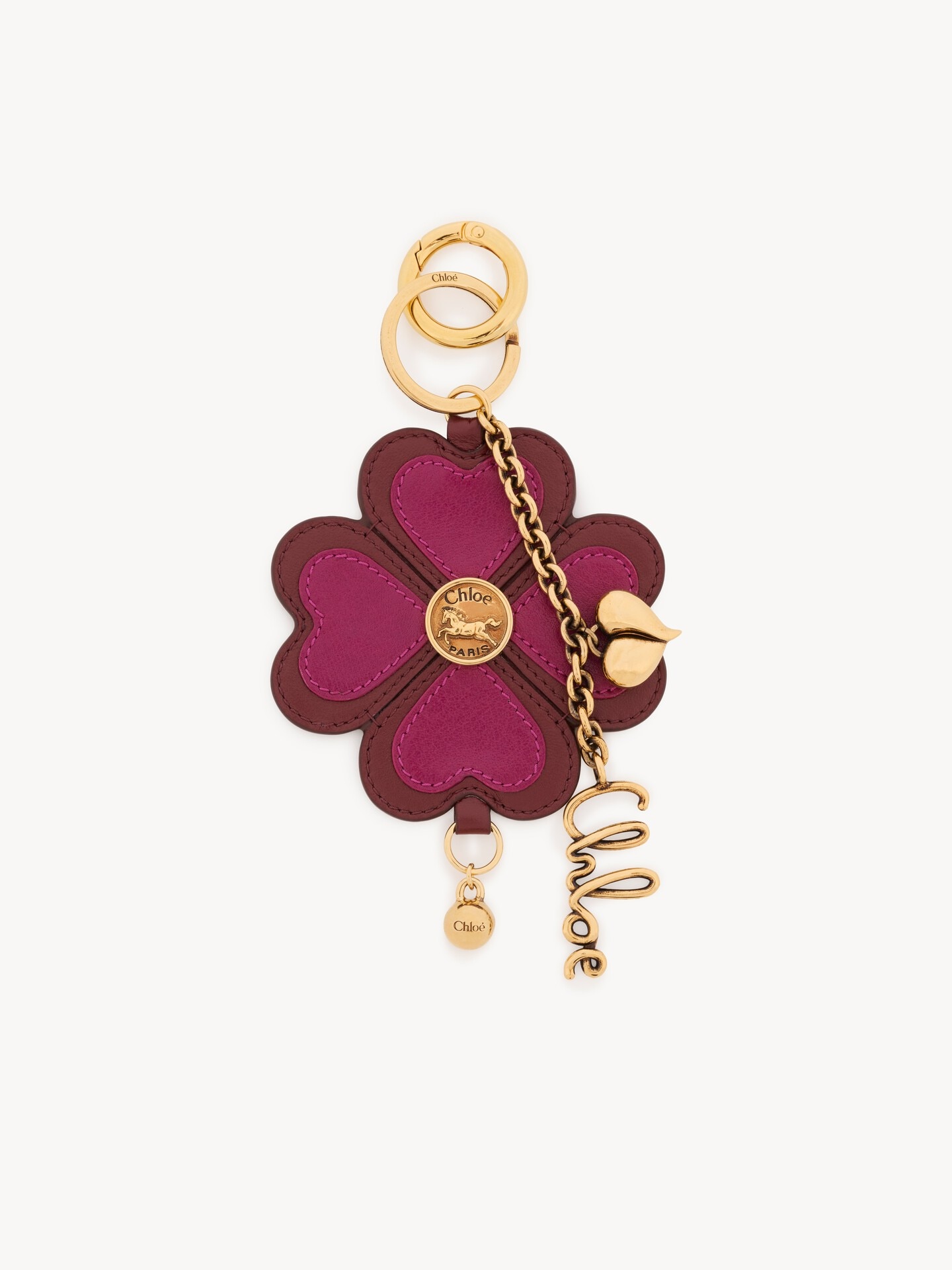 Charm de bolso llavero Chlo&eacute; Symbols Clover de cuero granulado - 2