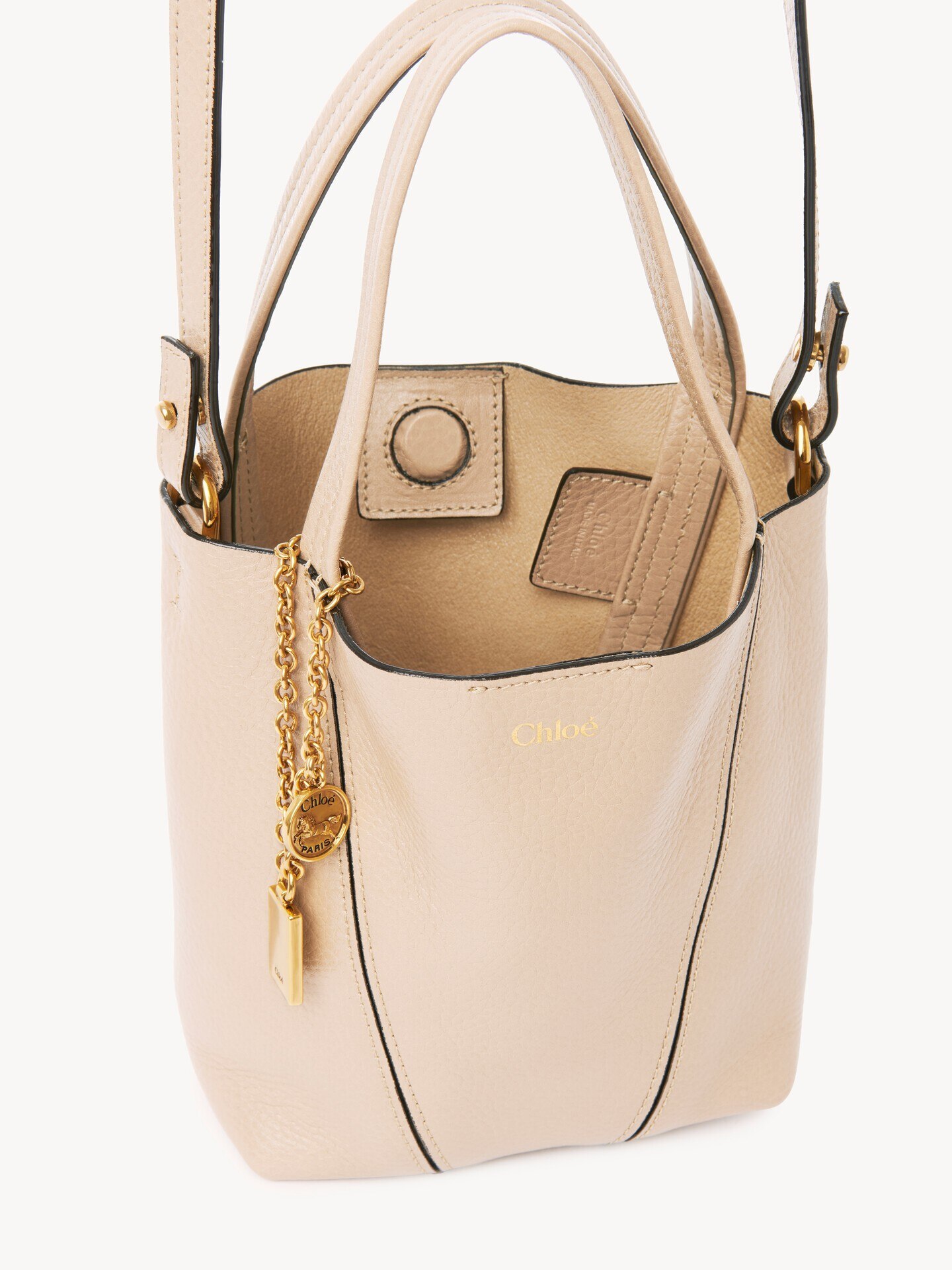 Small Chloé Spin tote bag in grained leather - 6