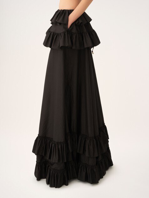 Tiered maxi skirt in washed silk taffeta