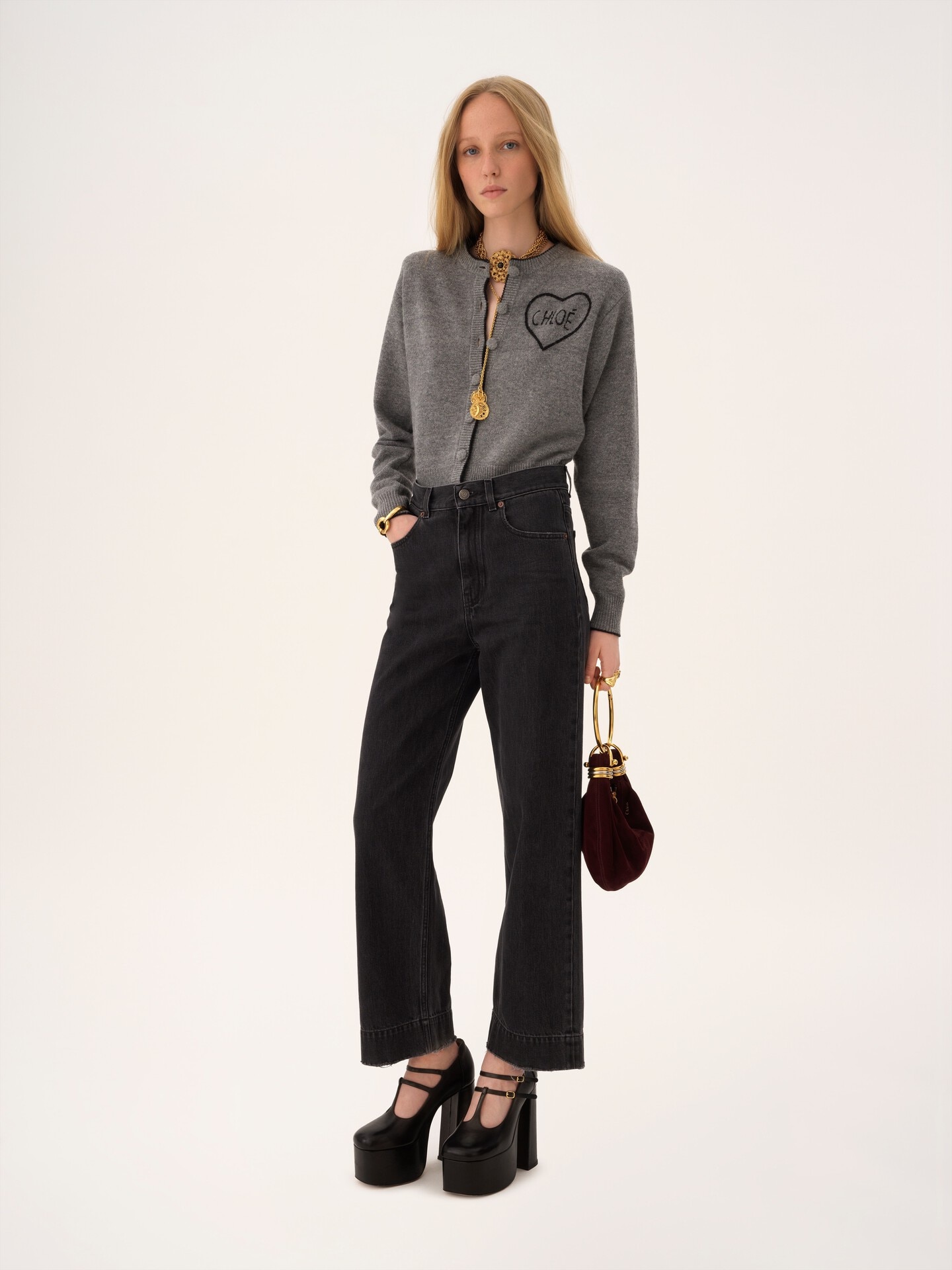 High-rise cropped jeans in denim - 3