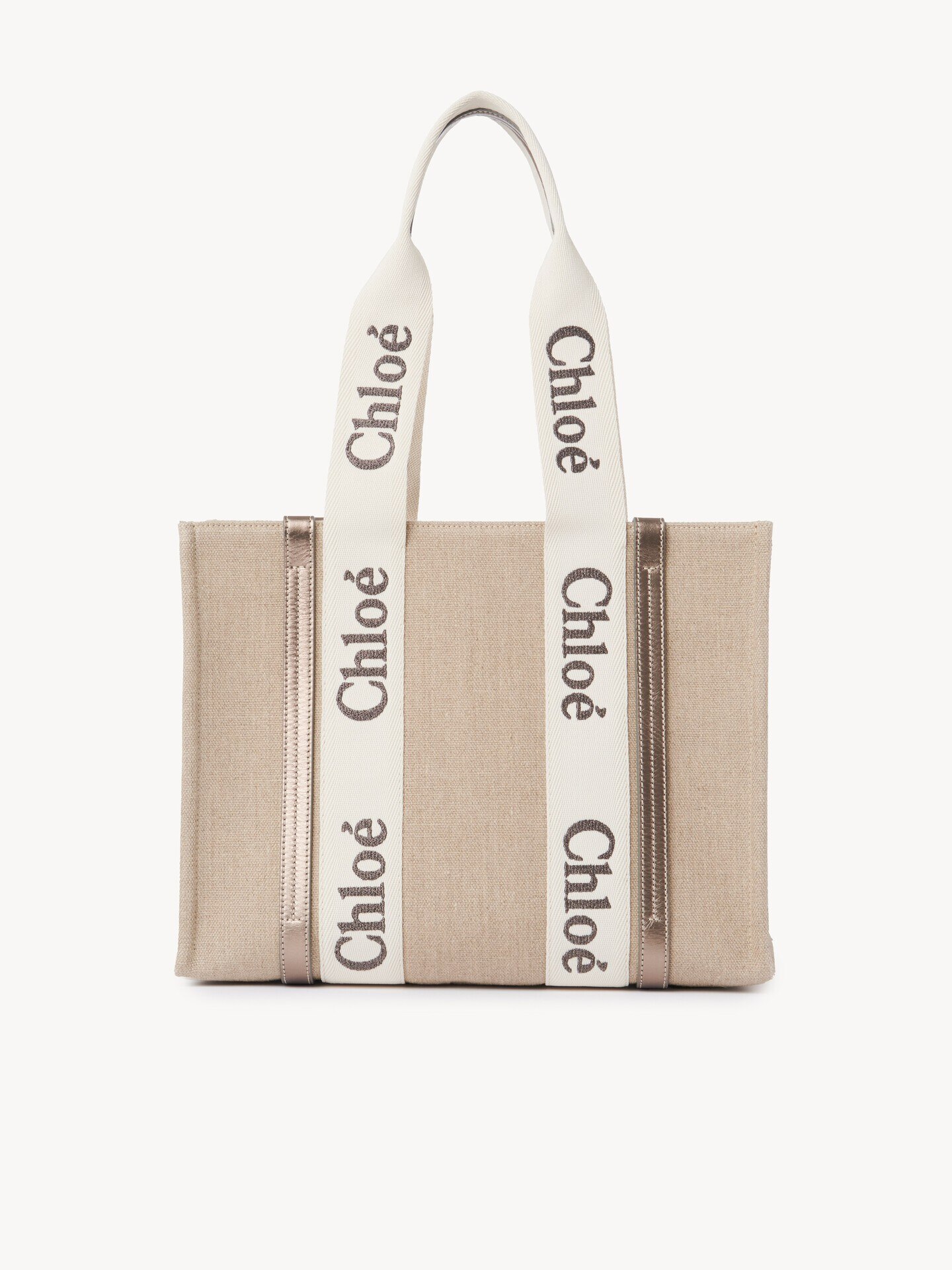 Woody tote bag in linen & leather - 6