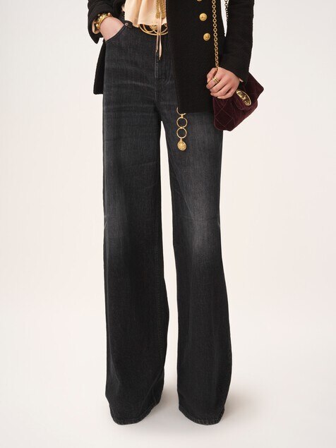 High-rise wide-leg jeans in denim