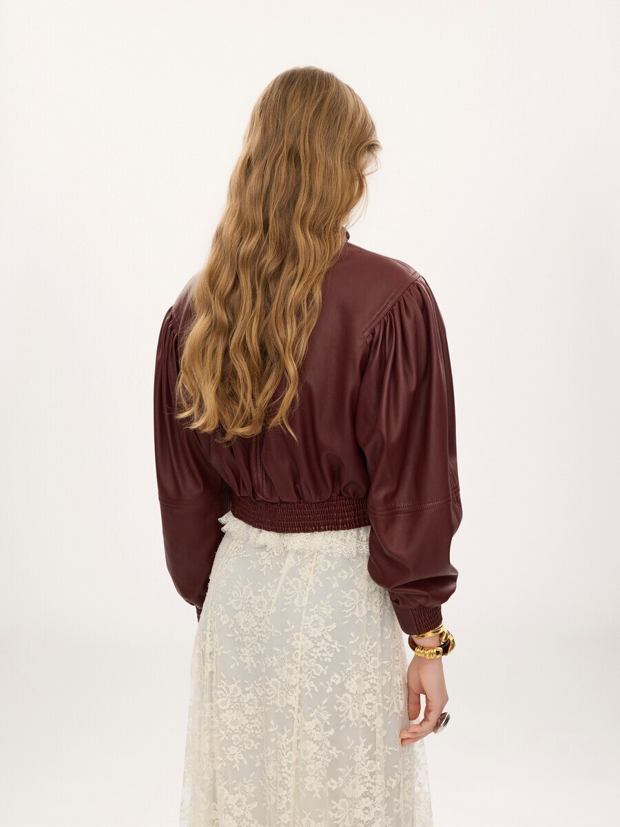 Cropped scarf jacket in leather - 7