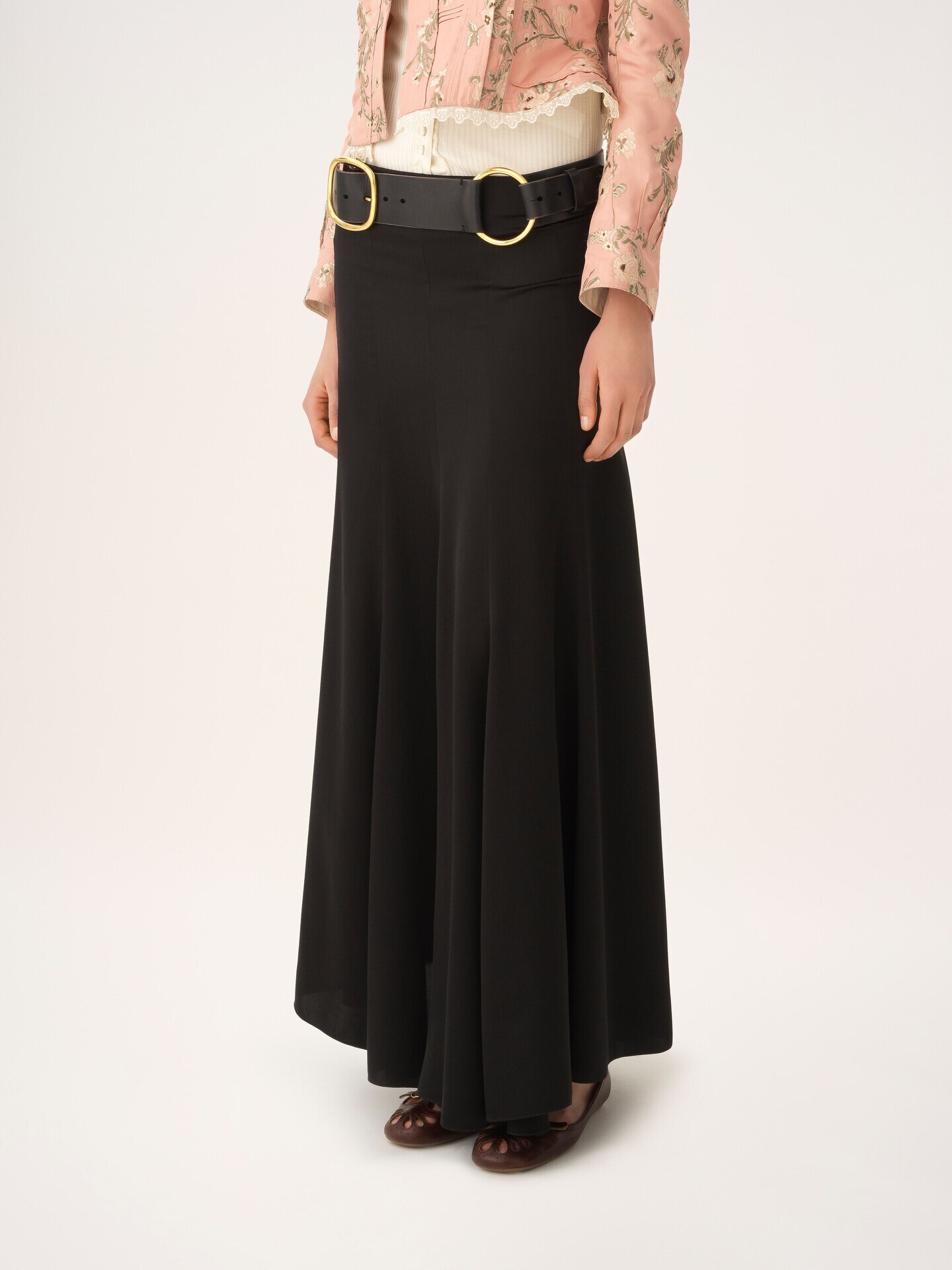 Fluid maxi skirt in washed silk satin - 6