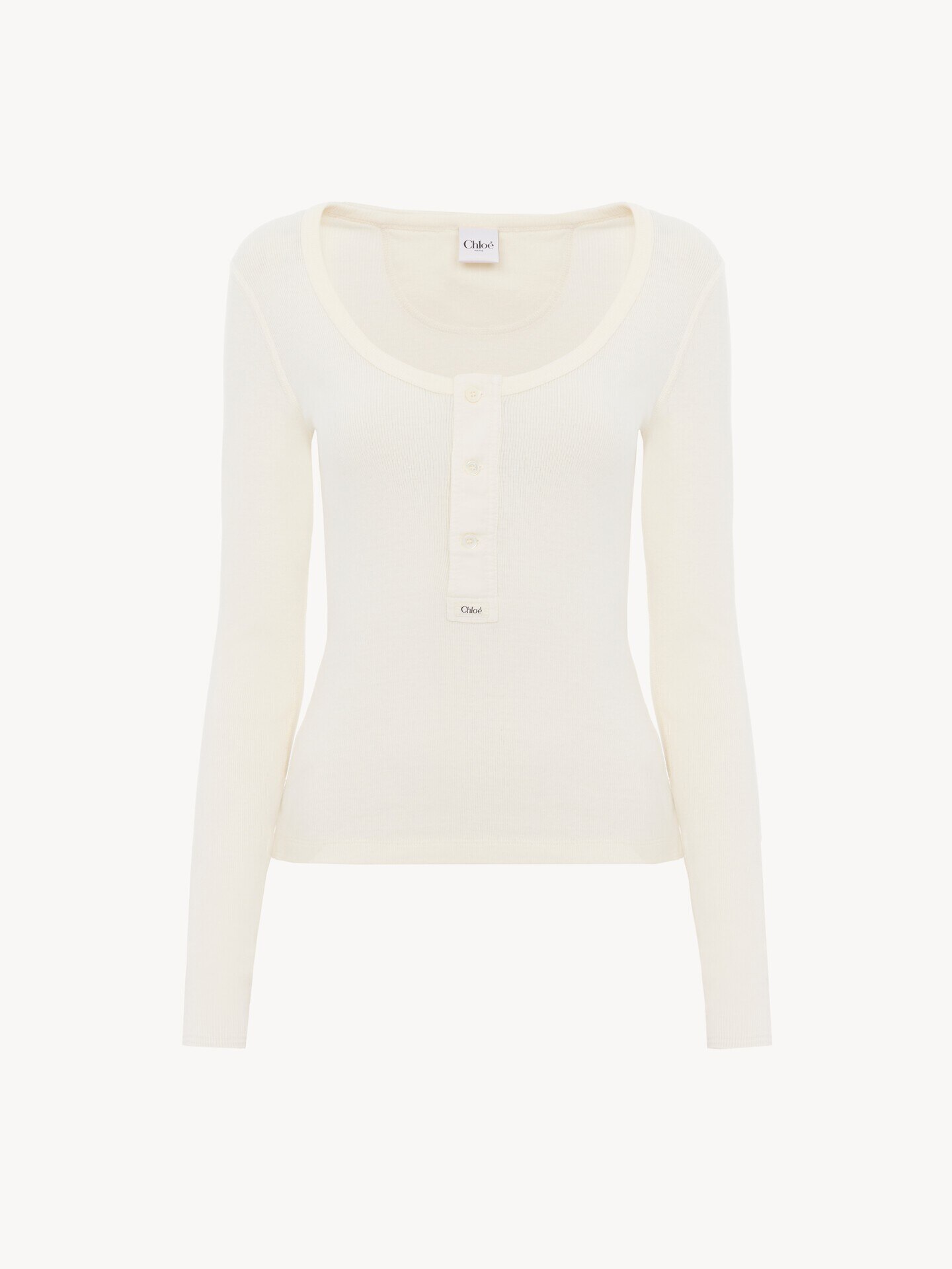 Scoop-neck Henley shirt in cotton jersey - 2