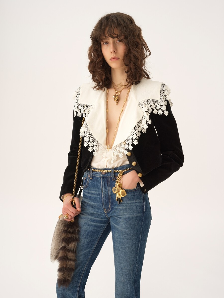 Cropped Spencer jacket in velvet - 3